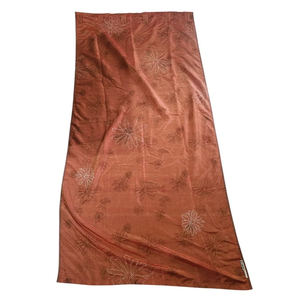 Pier 1 Imports Embroidered Floral Curtain Panel 42x84 Terracotta Rust Orange 1pc